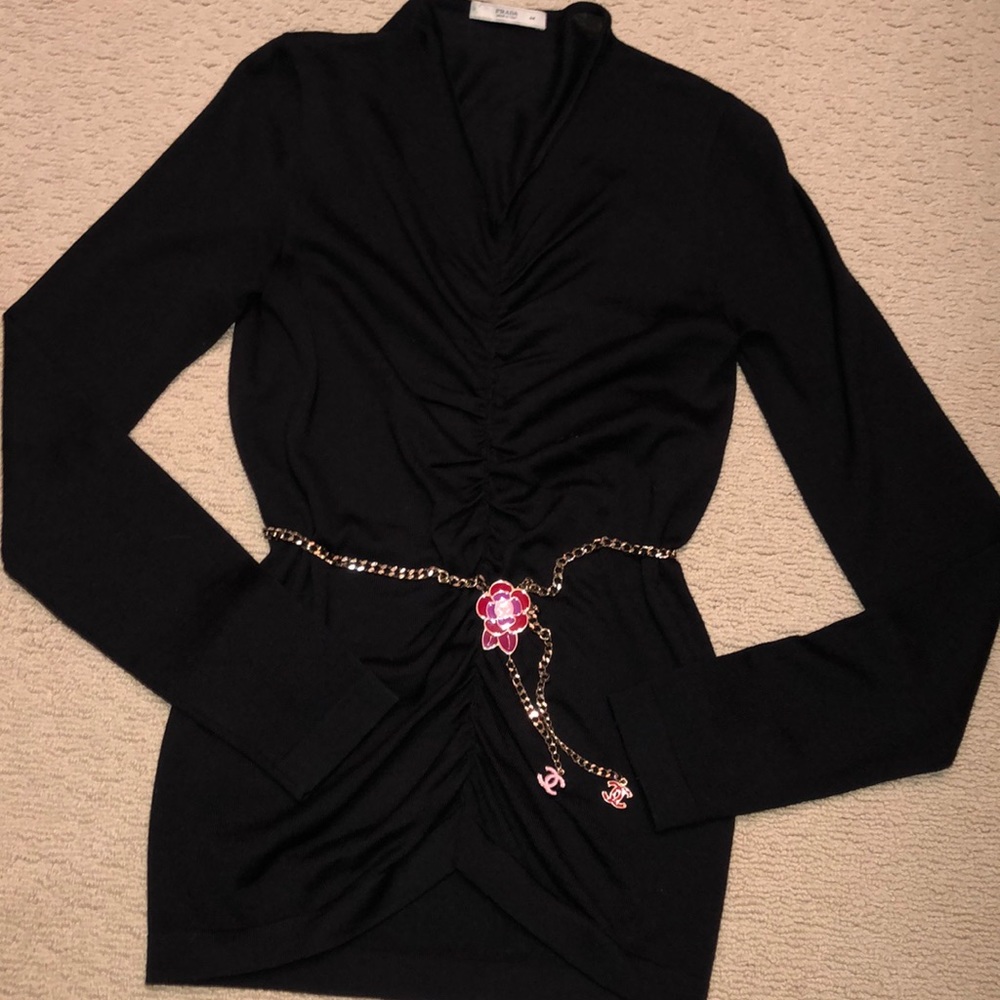 TDF Prada ruched thin sweater top M